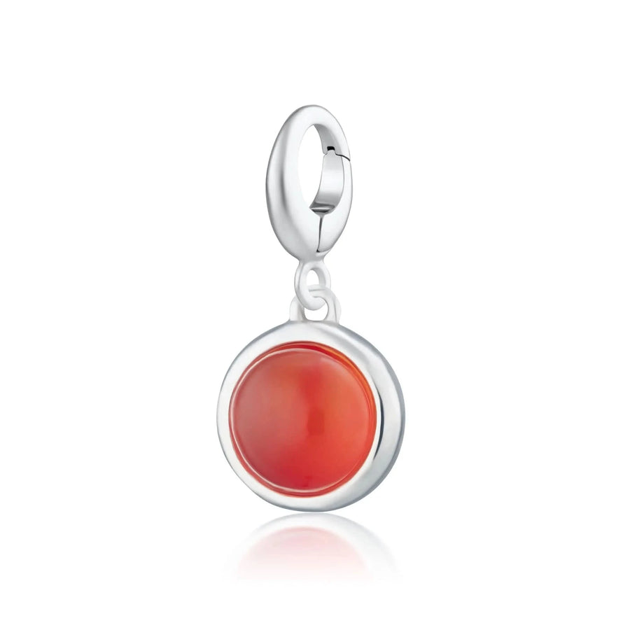 Silver Orange Agate Healing Harmony Stone Charm CSHSOA
