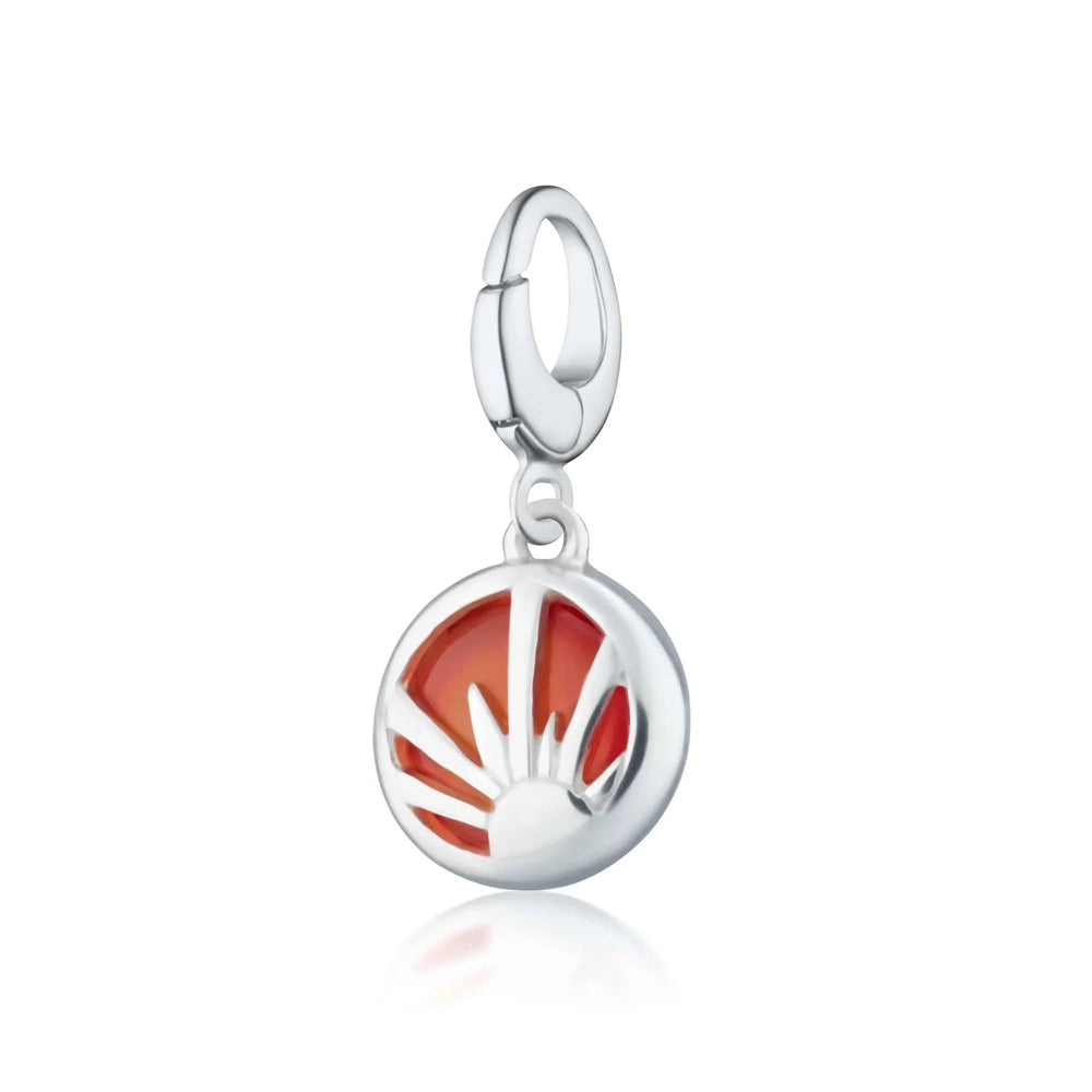 Silver Orange Agate Healing Harmony Stone Charm CSHSOA