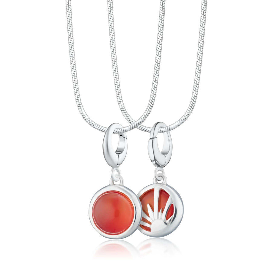 Silver Orange Agate Healing Stone Harmony Necklace CNSHSOA-SNAKE-1