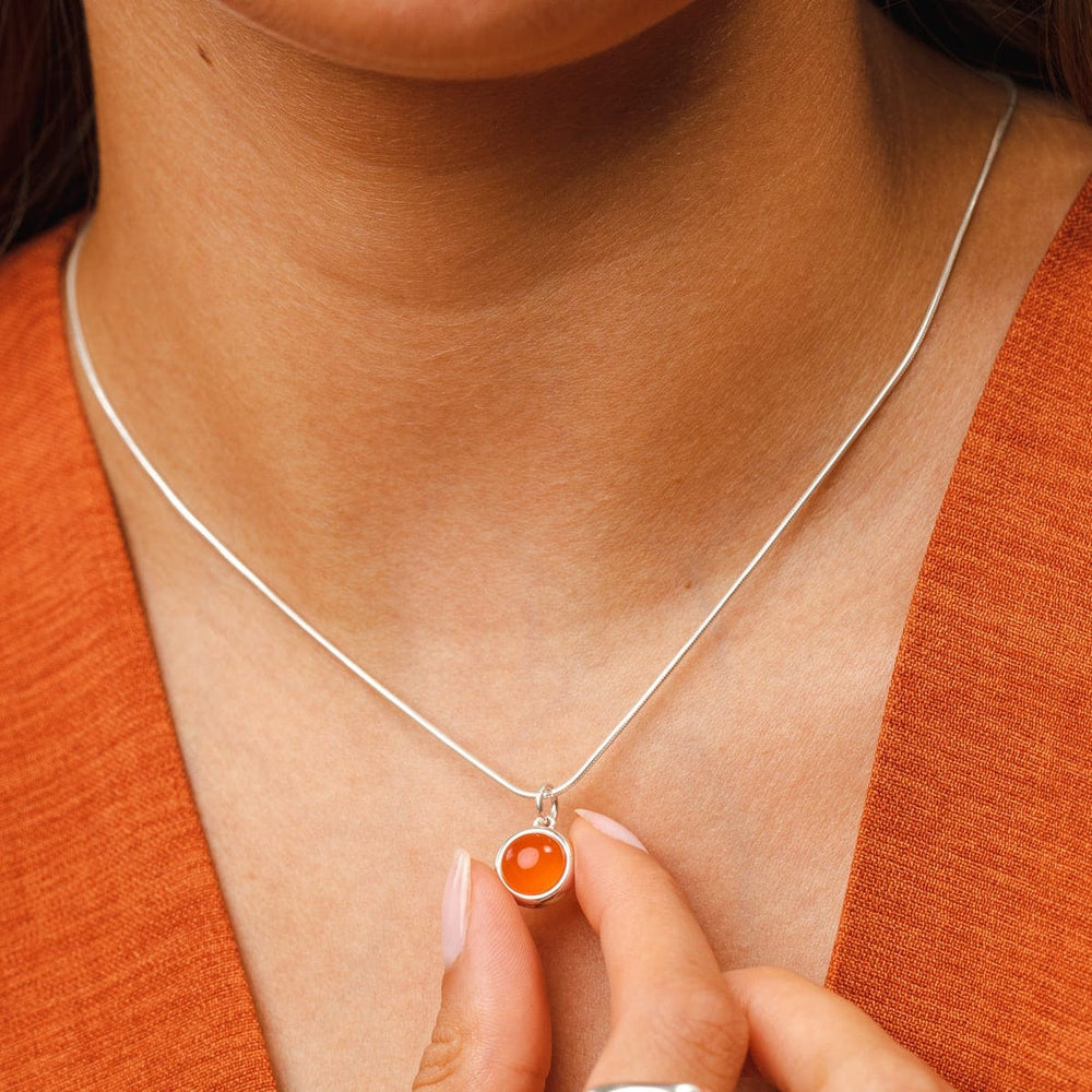 Silver Orange Agate Healing Stone Harmony Necklace CNSHSOA-SNAKE-1