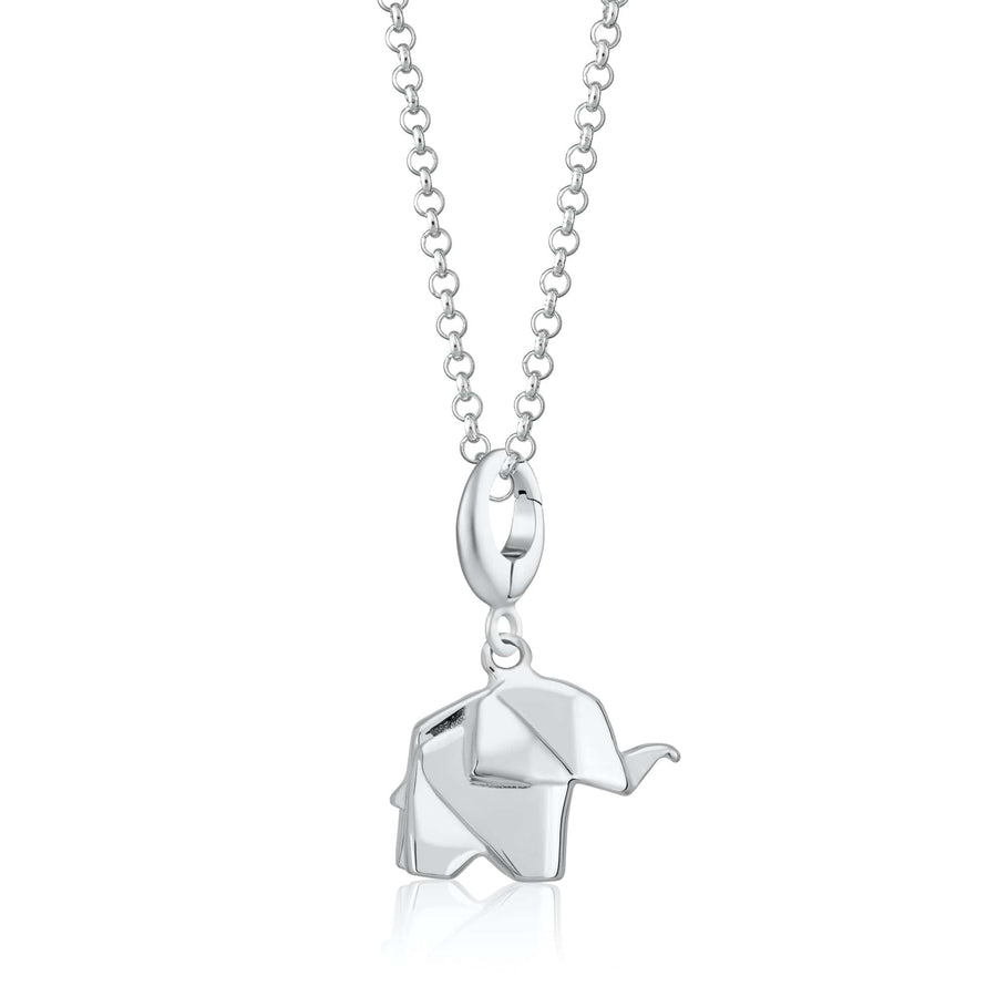 Silver Origami Elephant Necklace CNSOEL-1