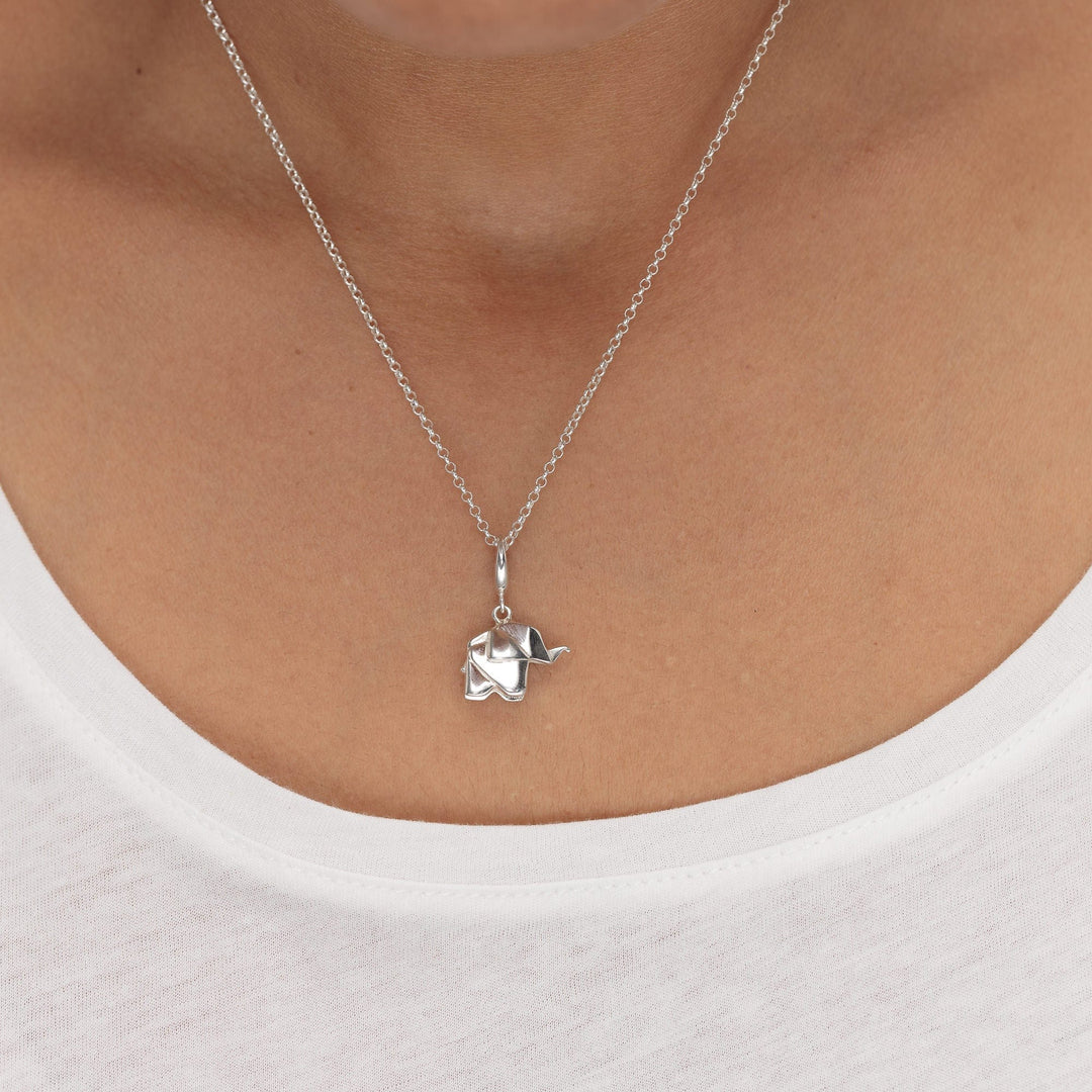 Silver Origami Elephant Necklace CNSOEL-1