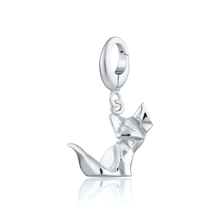 Silver Origami Fox Charm CSOF
