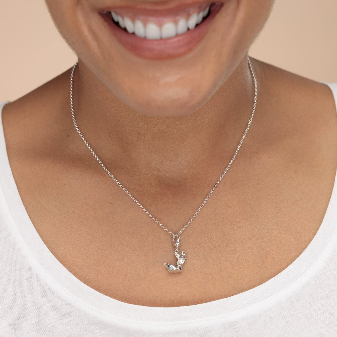 Silver Origami Fox Necklace CNSOF-1