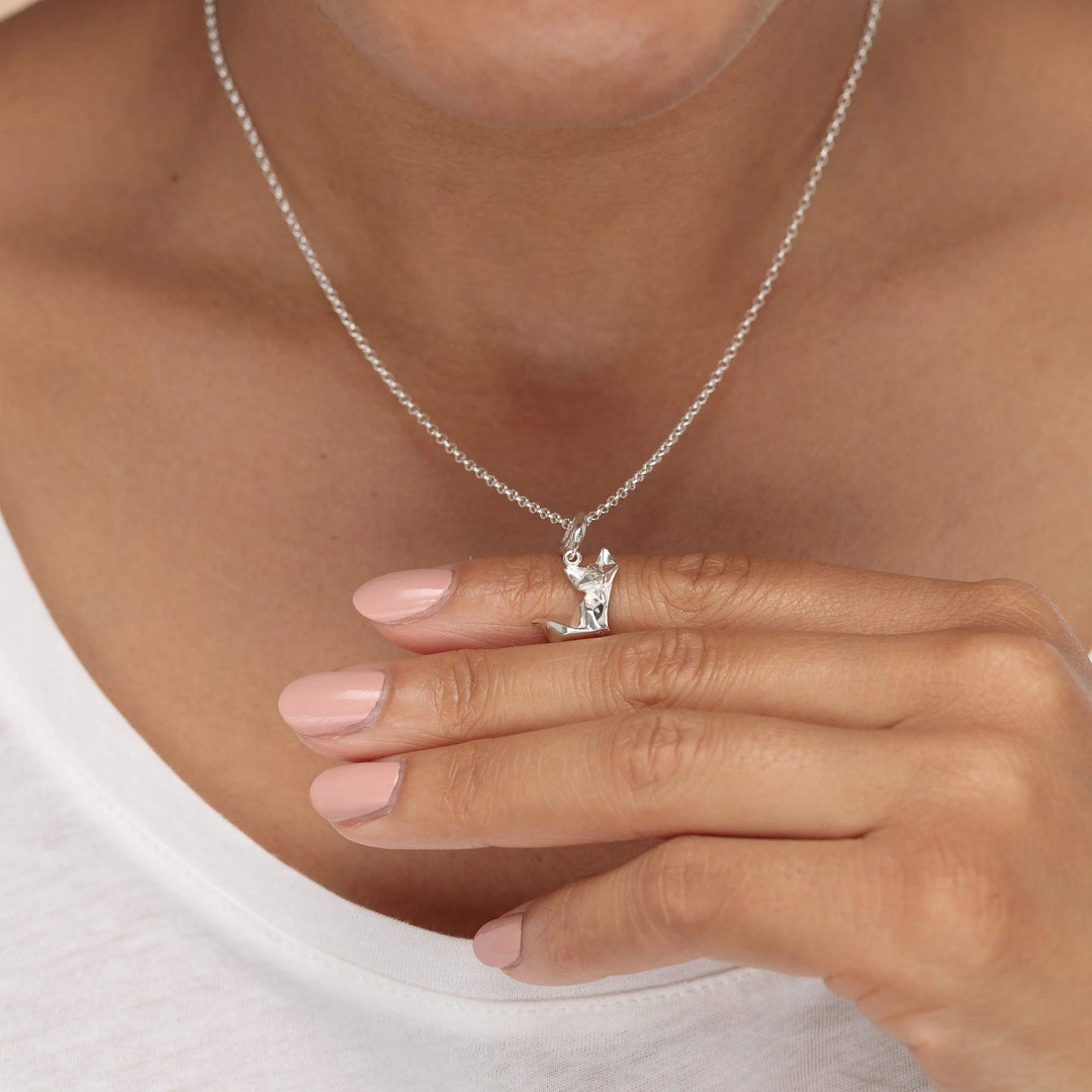 Silver Origami Fox Necklace CNSOF-1