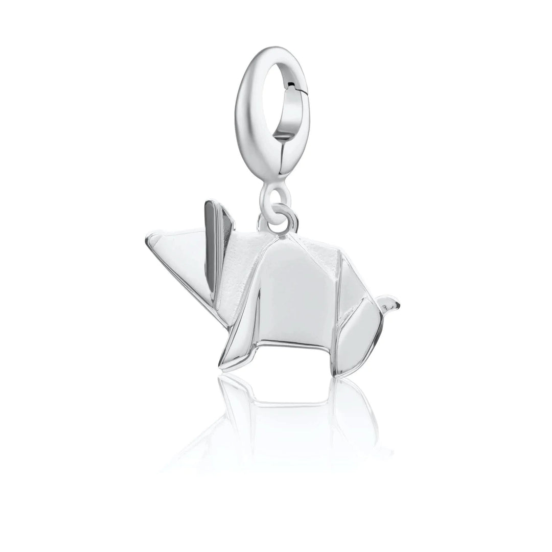 Silver Origami Pig Charm CSOP