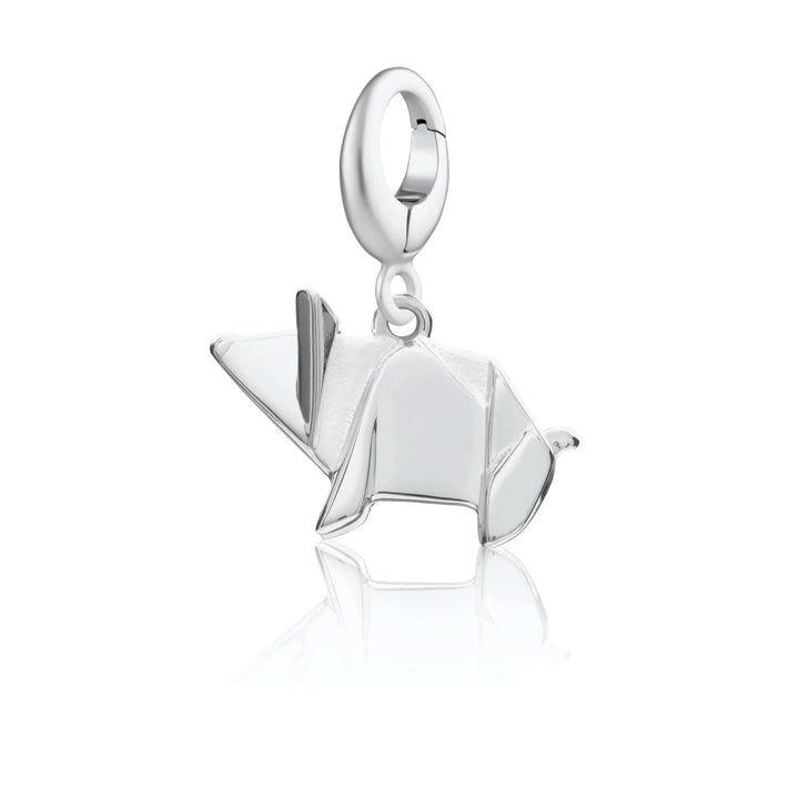 Silver Origami Pig Charm CSOP