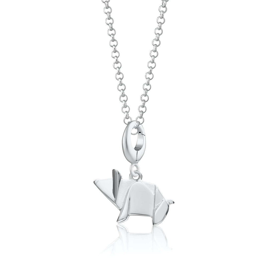 Silver Origami Pig Necklace CNSOP-1