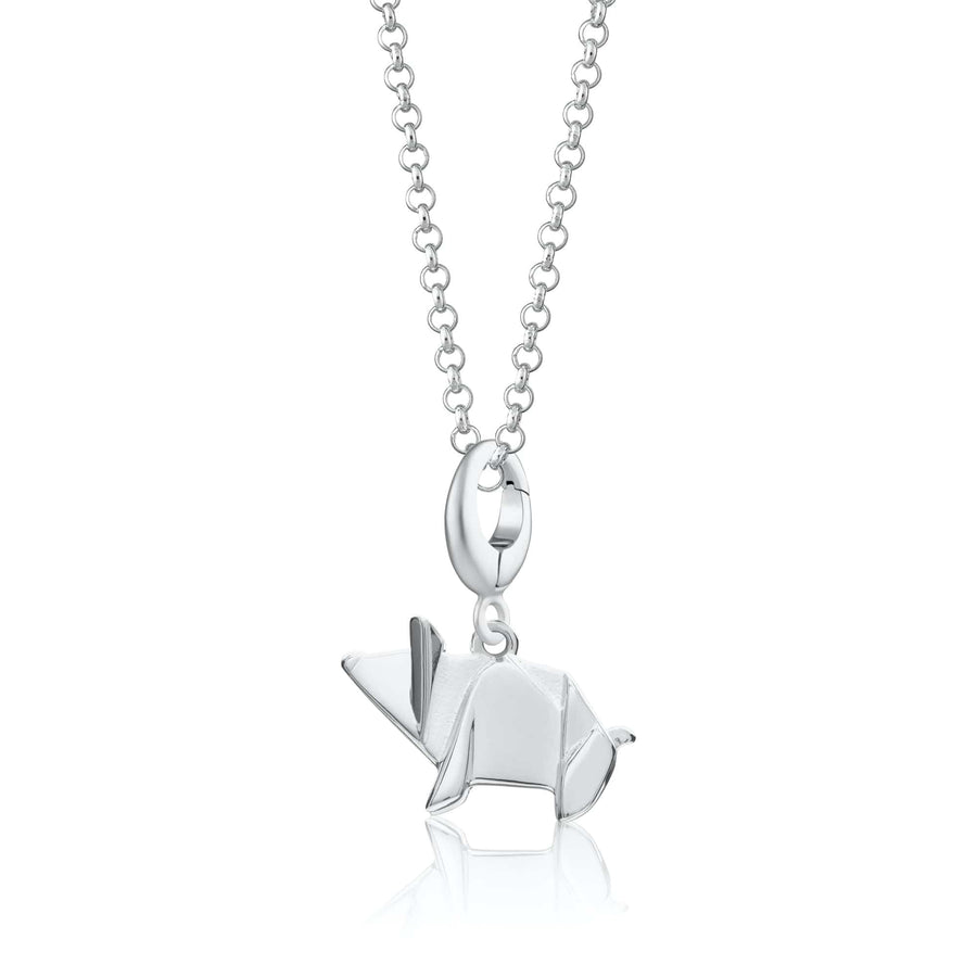 Silver Origami Pig Necklace CNSOP-1