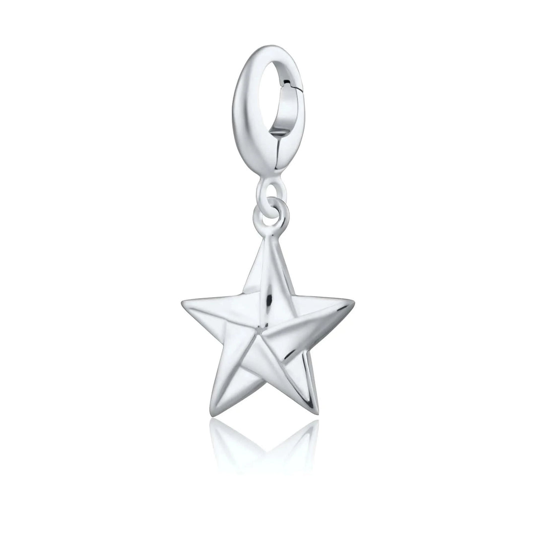 Silver Origami Star Charm CSOST