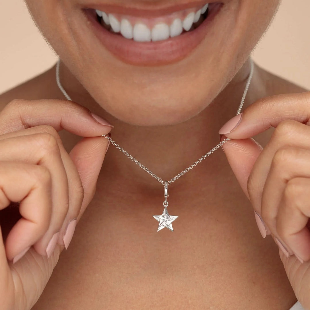 Silver Origami Star Charm CSOST