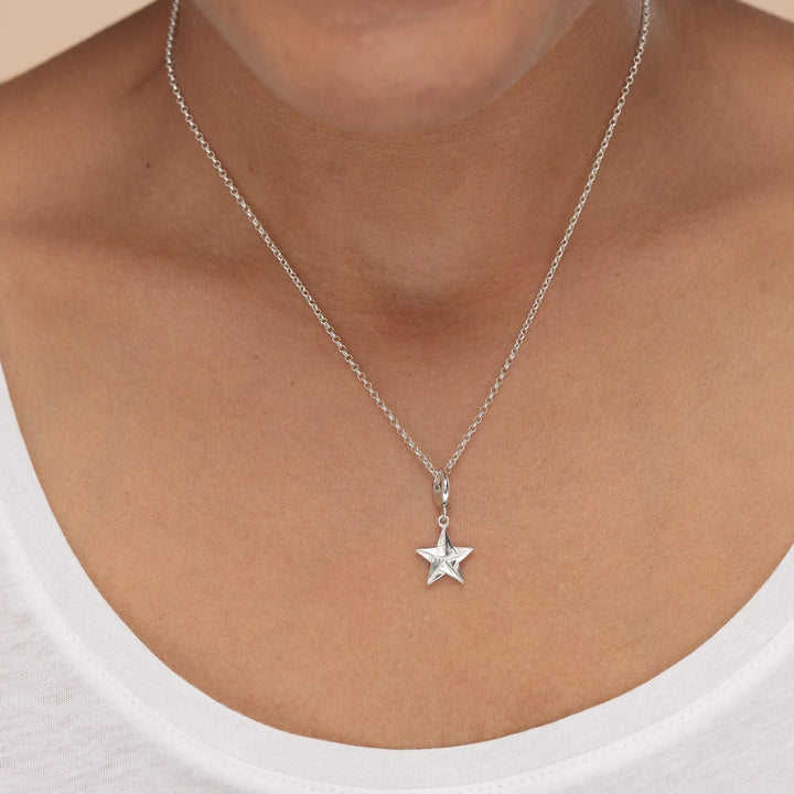 Silver Origami Star Necklace CNSOST-1