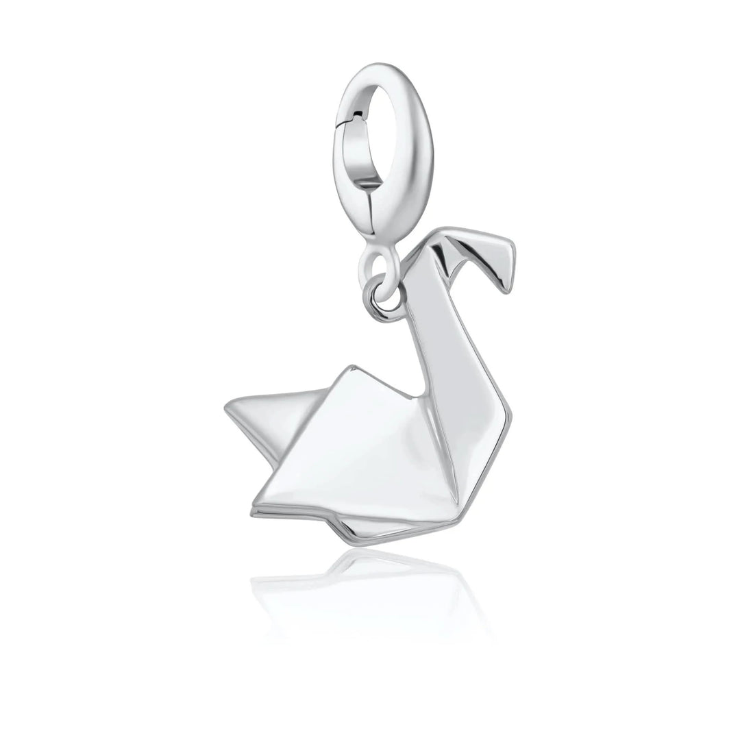 Silver Origami Swan Charm CSOSW