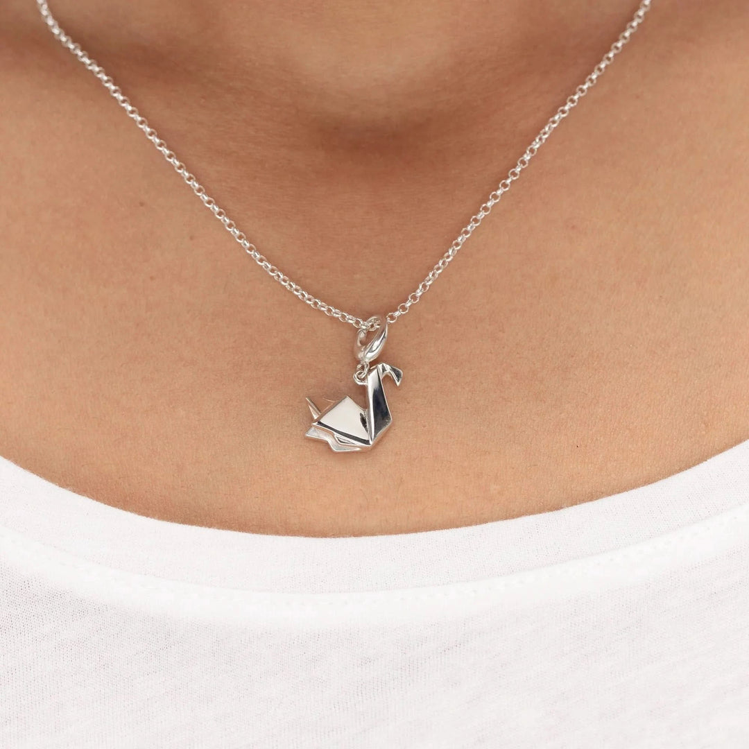 Silver Origami Swan Charm CSOSW