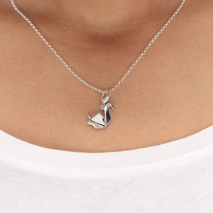 Silver Origami Swan Charm CSOSW