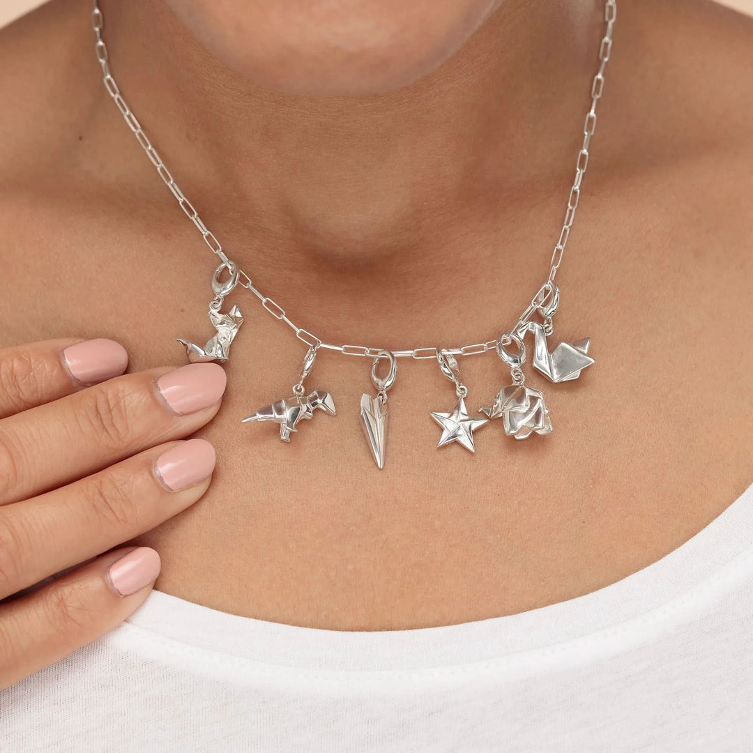 Silver Origami Swan Charm CSOSW
