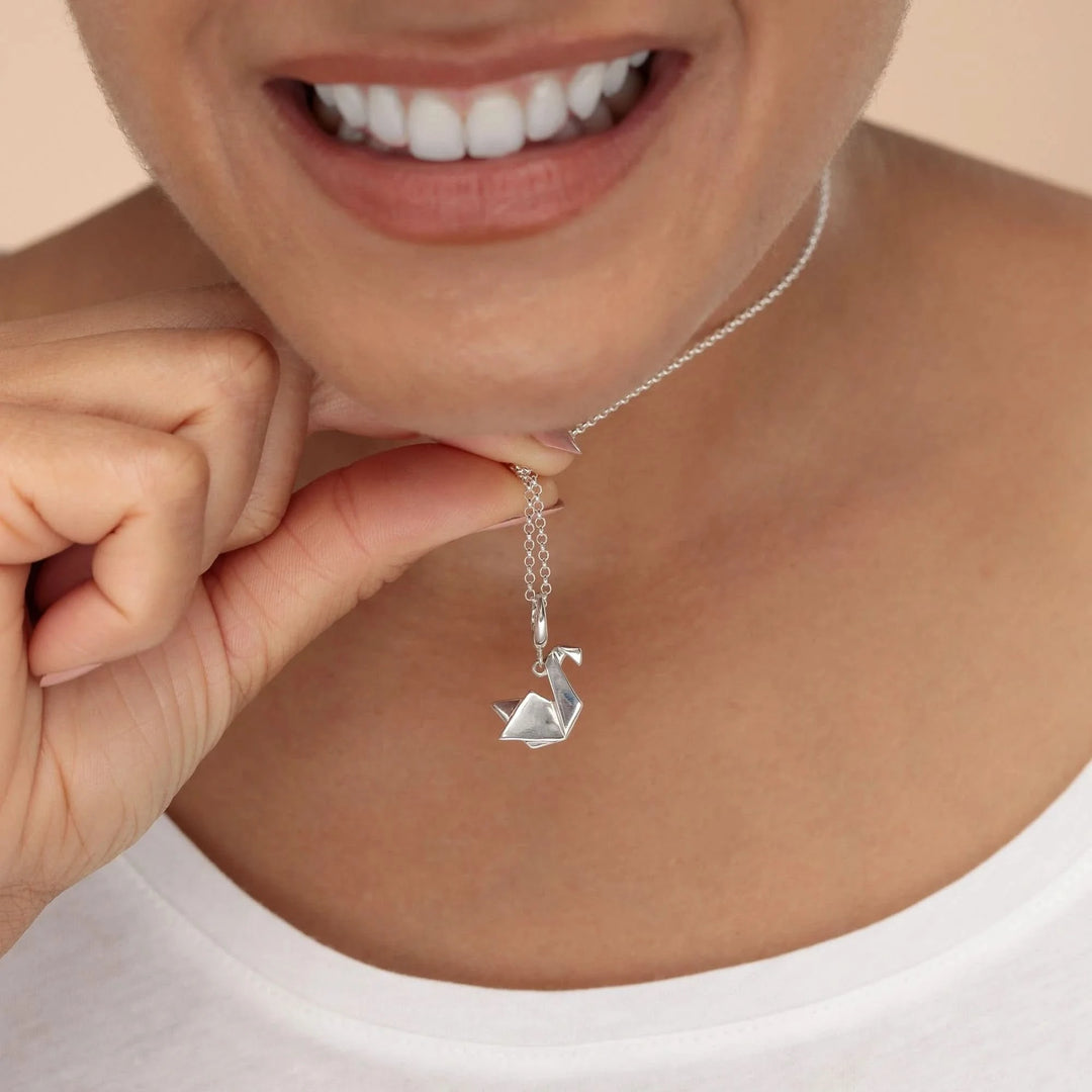 Silver Origami Swan Charm CSOSW