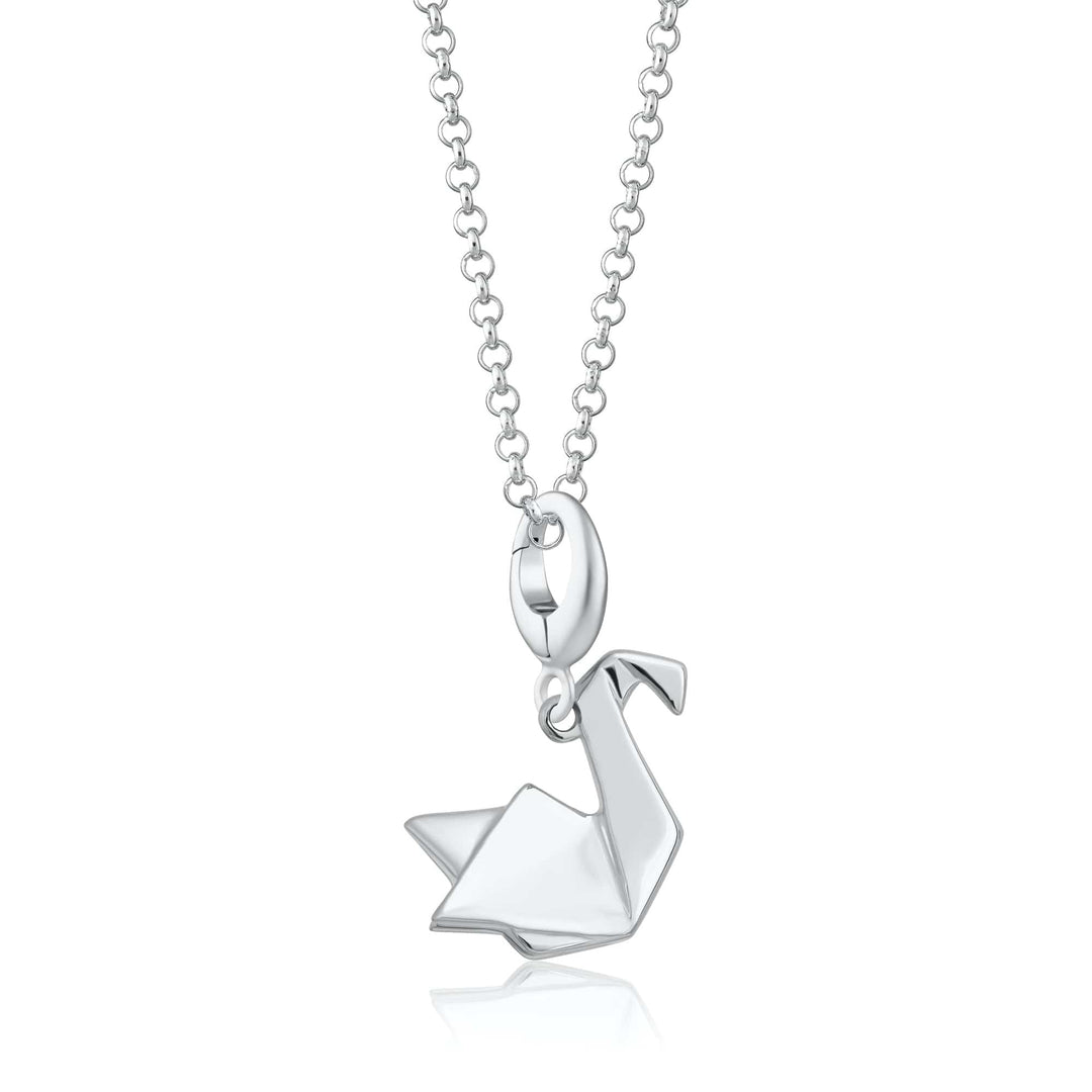 Silver Origami Swan Necklace CNSOSW-1