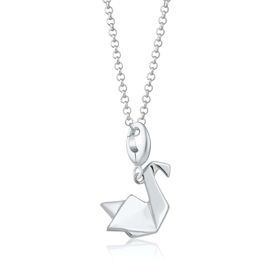 Silver Origami Swan Necklace CNSOSW-1