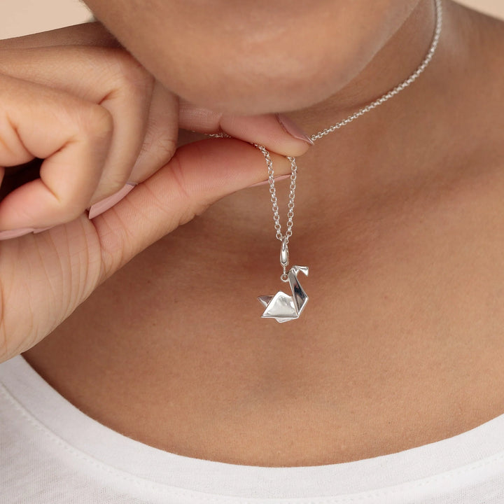Silver Origami Swan Necklace CNSOSW-1