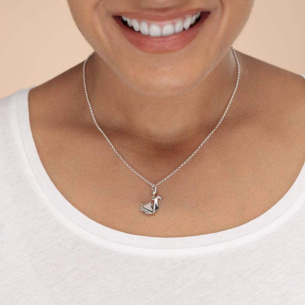 Silver Origami Swan Necklace CNSOSW-1