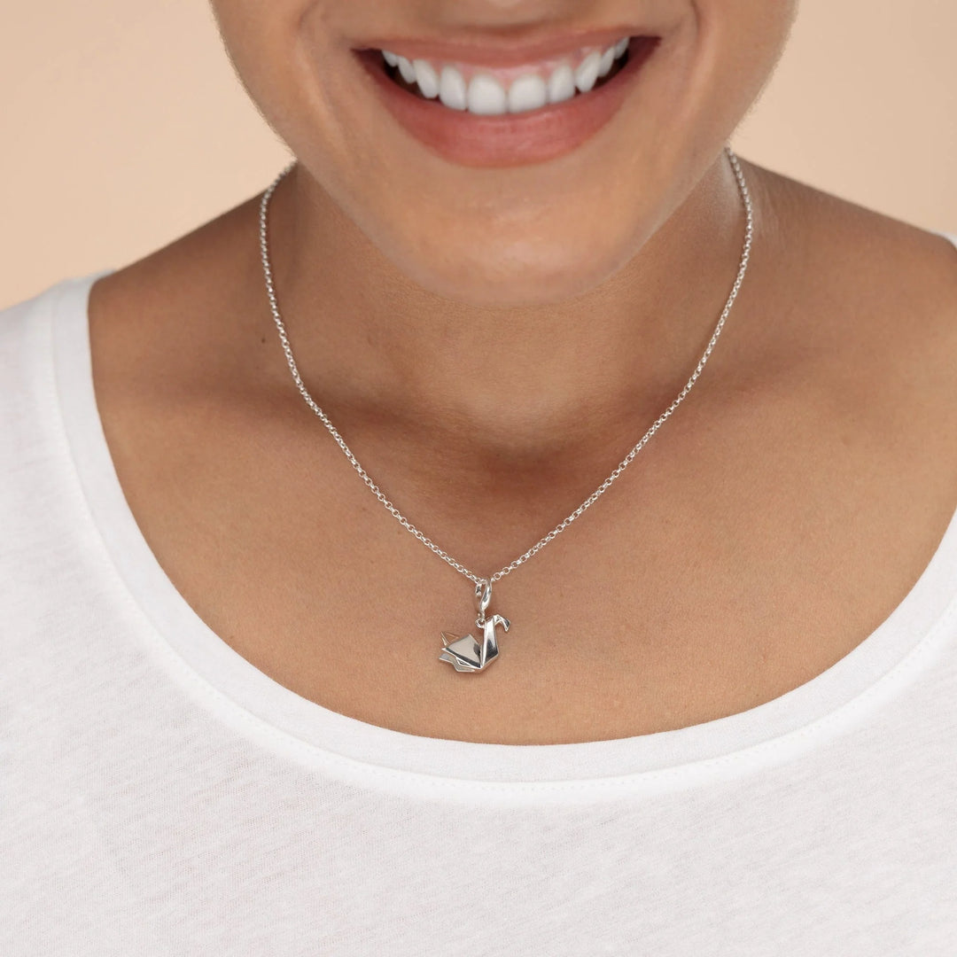 Silver Origami Swan Necklace CNSOSW-1