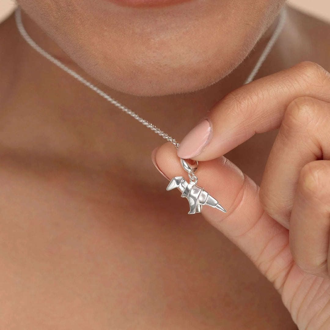 Silver Origami T-Rex Charm CSOTREX