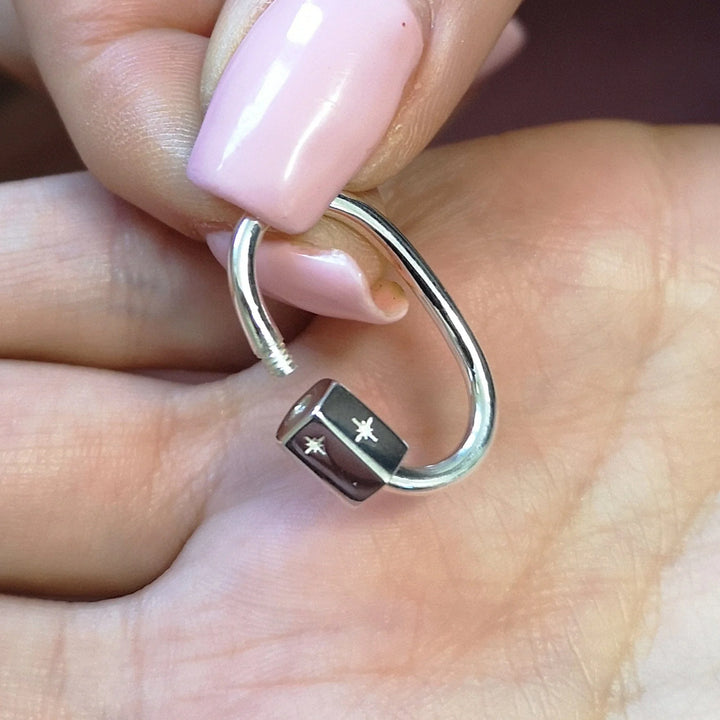 Silver Oval Carabiner Charm Collector Necklace CSOCAR-SC1-1