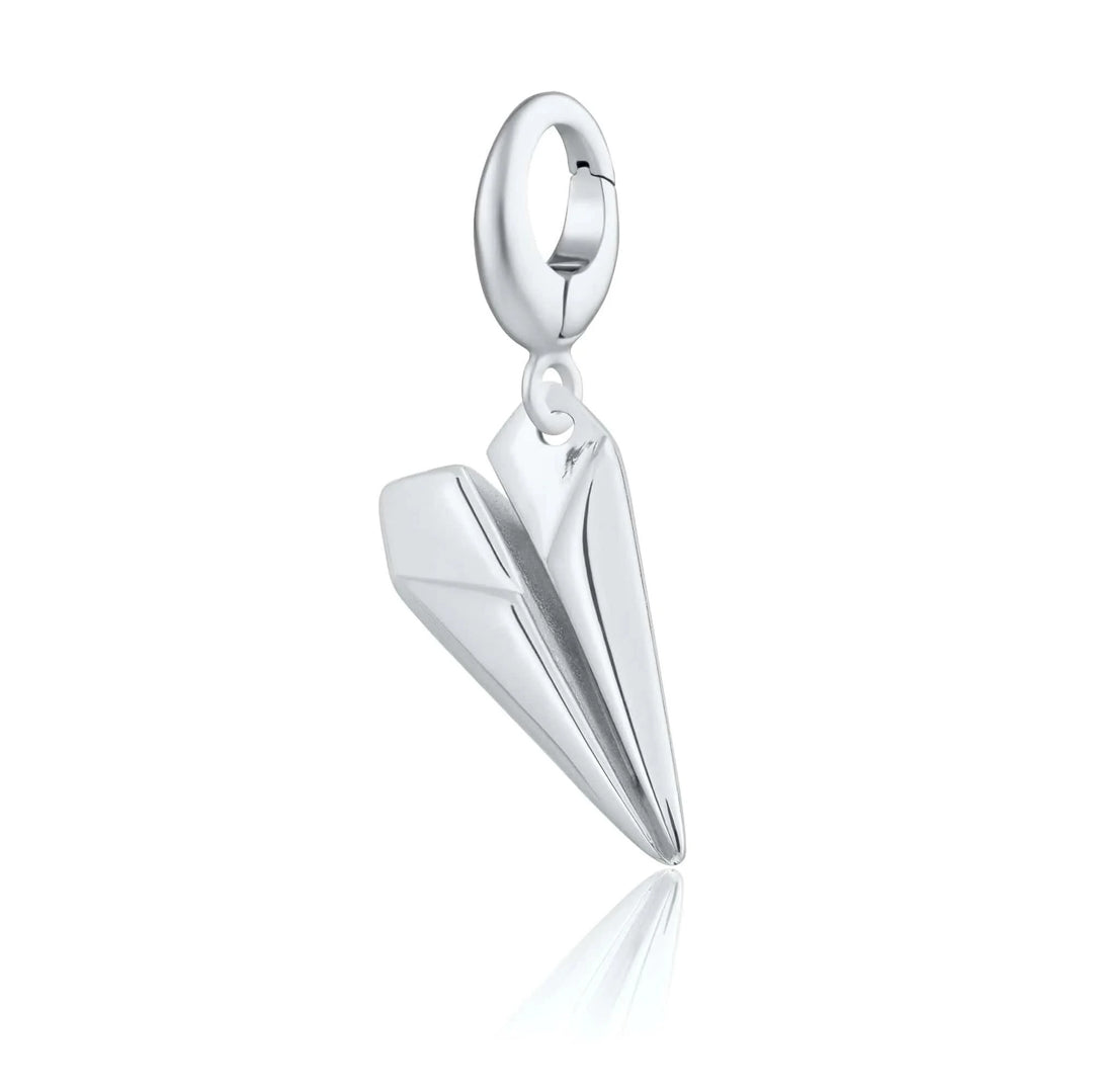 Silver Paper Plane Charm CSPP