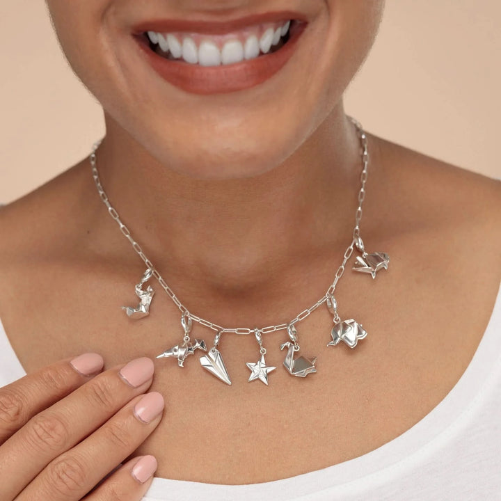 Silver Paper Plane Charm CSPP
