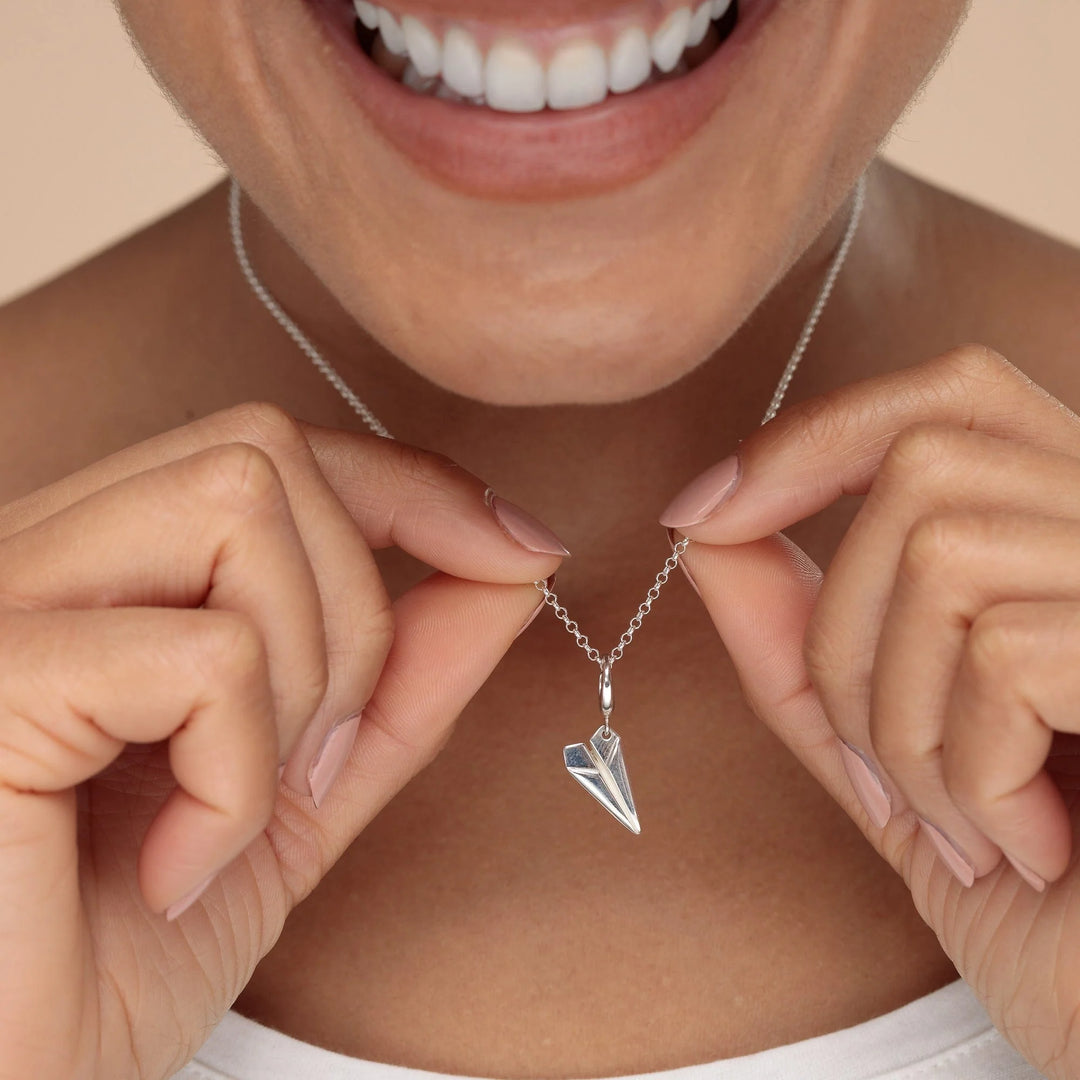 Silver Paper Plane Necklace CNSPP-1