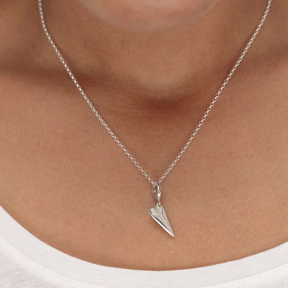 Silver Paper Plane Necklace CNSPP-1