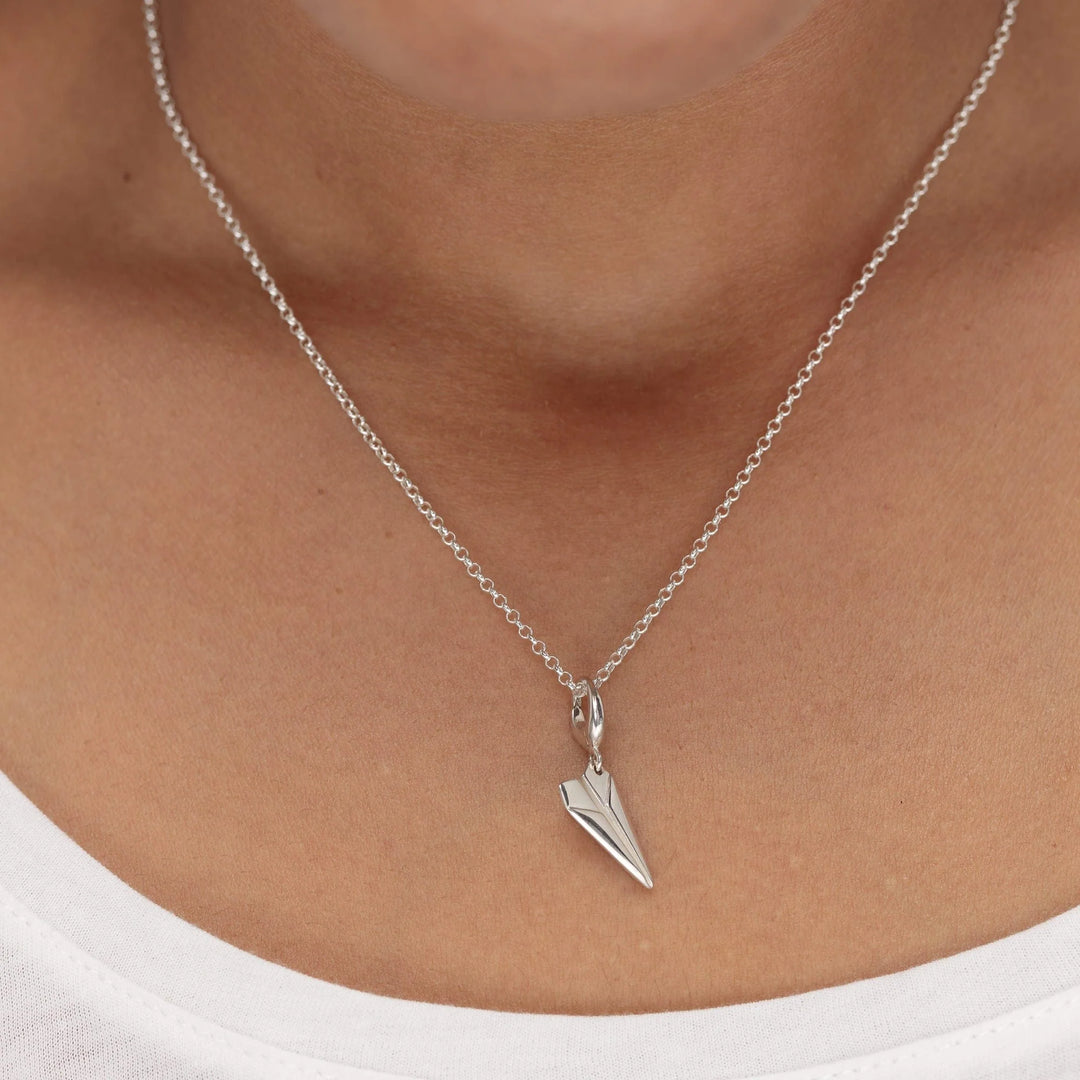 Silver Paper Plane Necklace CNSPP-1