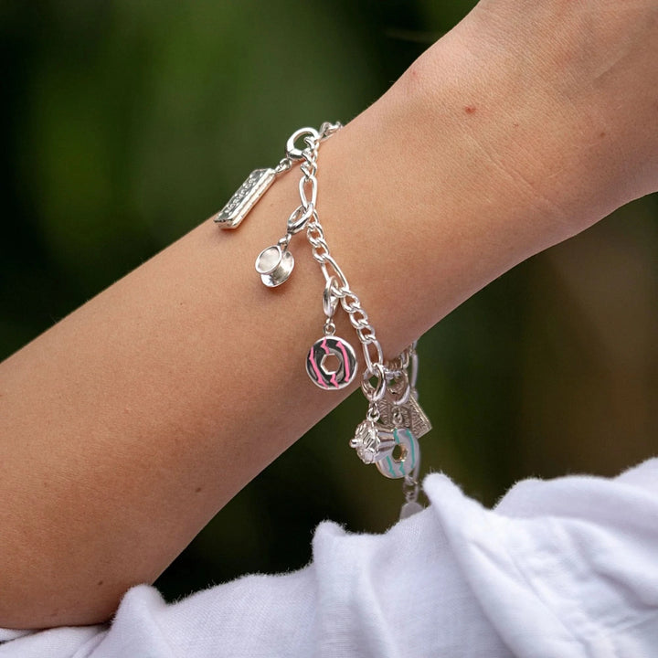 Silver Party Ring Biscuit Charm with Pink Enamel CSGPPR
