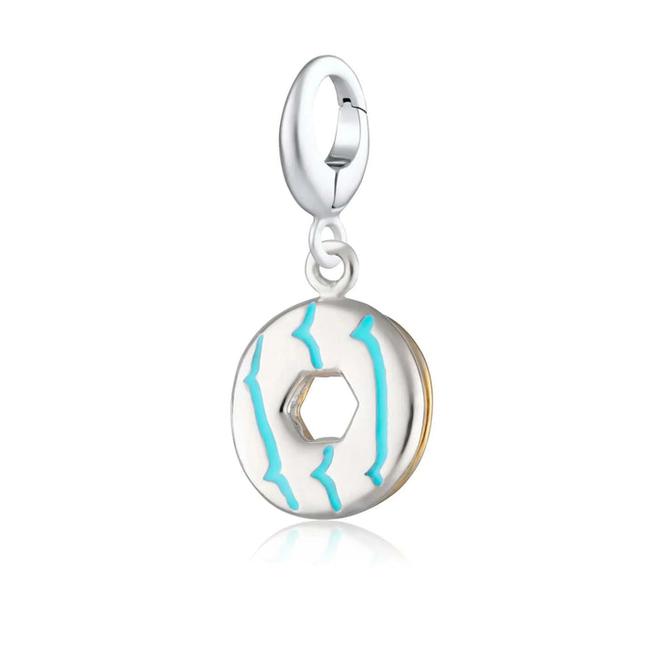 Silver Party Ring Biscuit Charm with Turquoise Enamel CSGTPR
