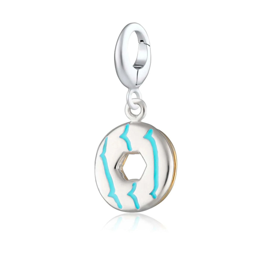 Silver Party Ring Biscuit Charm with Turquoise Enamel CSGTPR