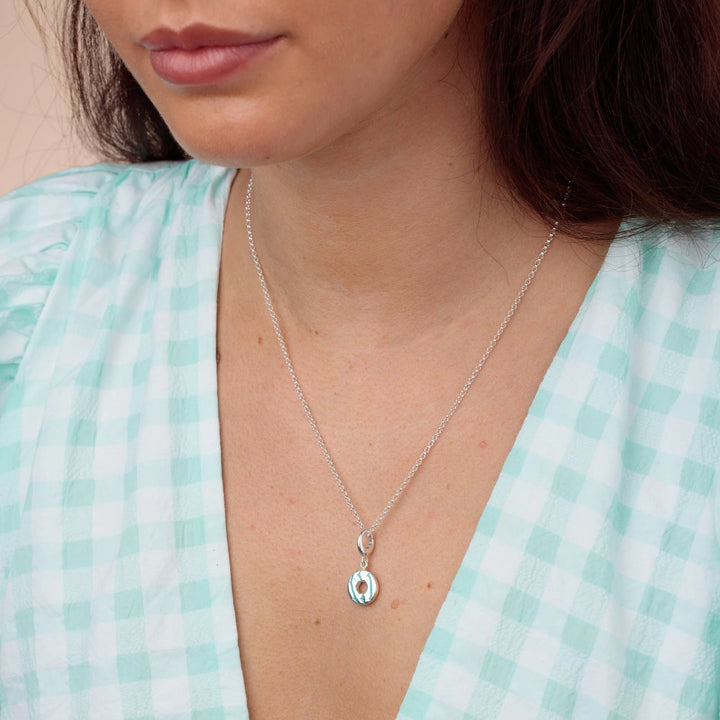 Silver Party Ring Biscuit Necklace with Turquoise Enamel CNSGTPR-1