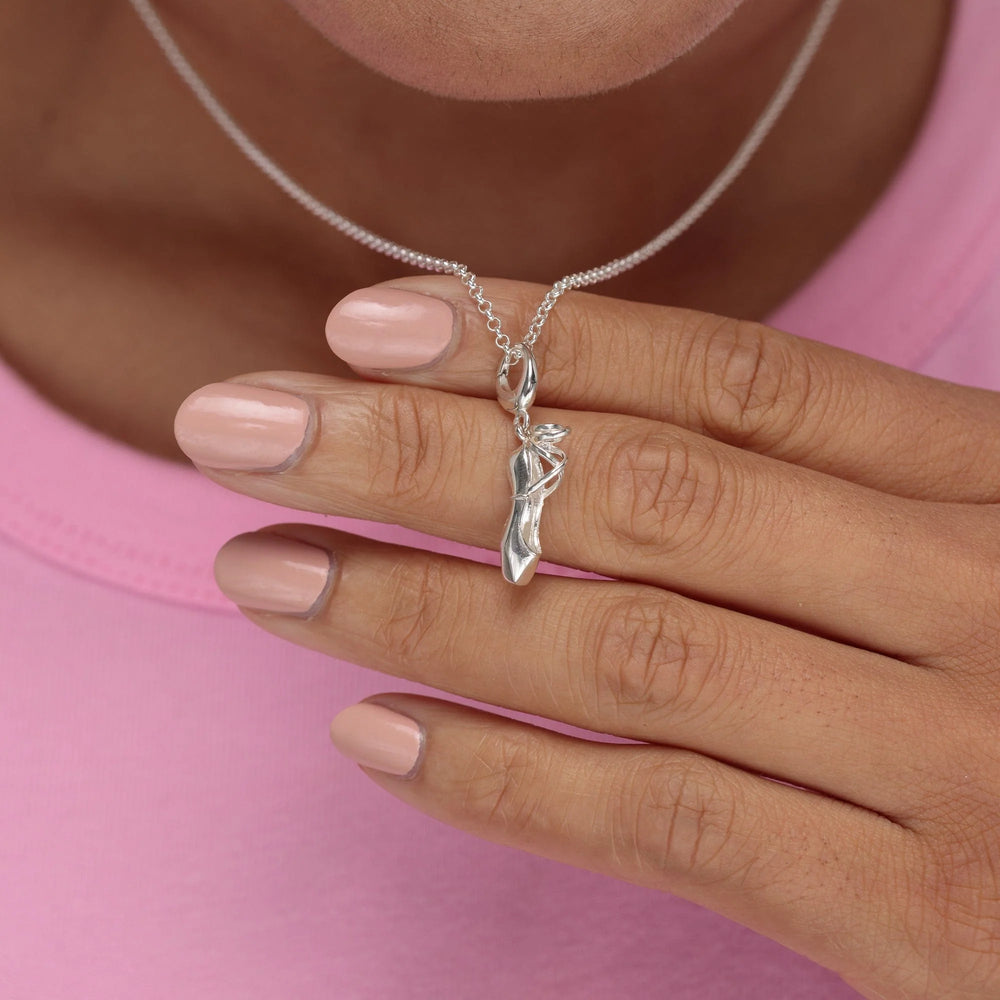 Silver Pointe Ballet Shoe Necklace CNSRAD-1