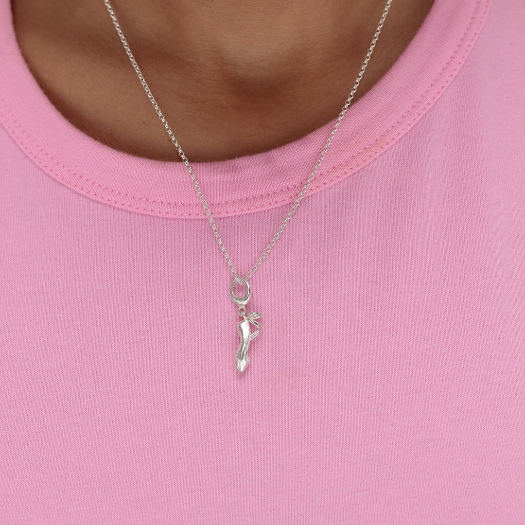Silver Pointe Ballet Shoe Necklace CNSRAD-1