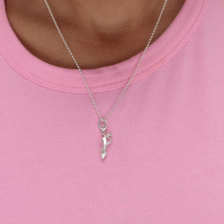 Silver Pointe Ballet Shoe Necklace CNSRAD-1