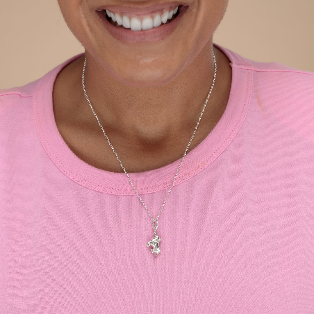 Silver Roller Skate Necklace CNSROSK-1