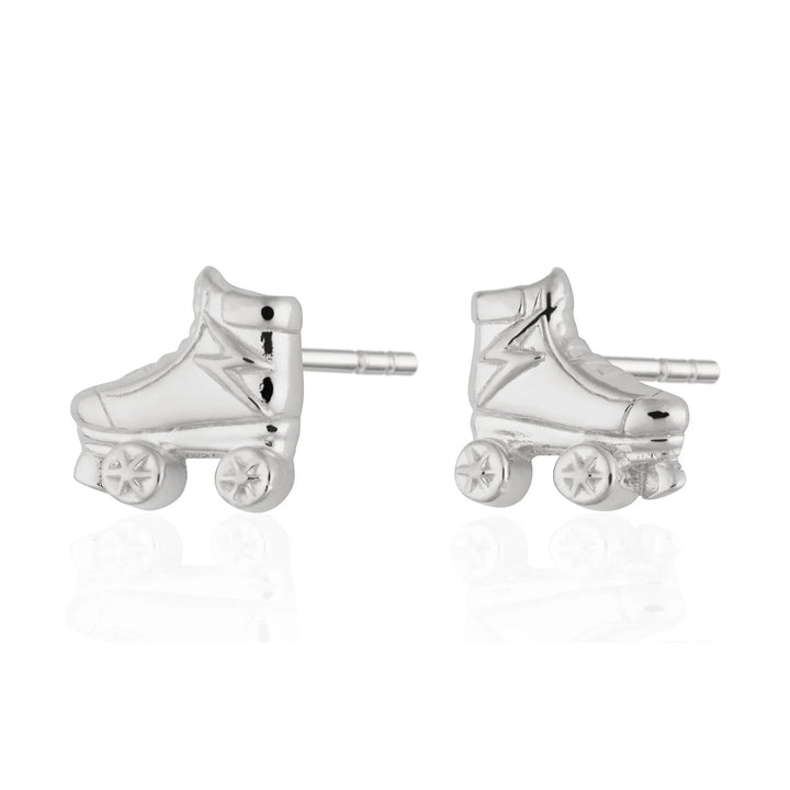 Silver Roller Skate Stud Earrings SESROSK