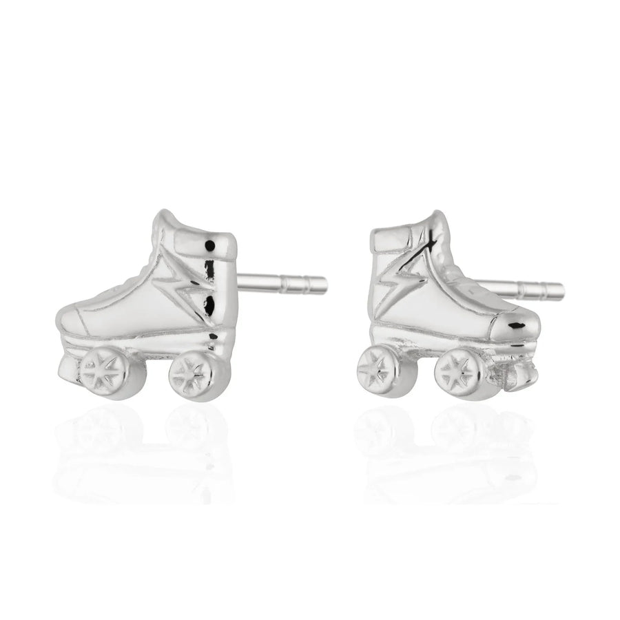 Silver Roller Skate Stud Earrings SESROSK