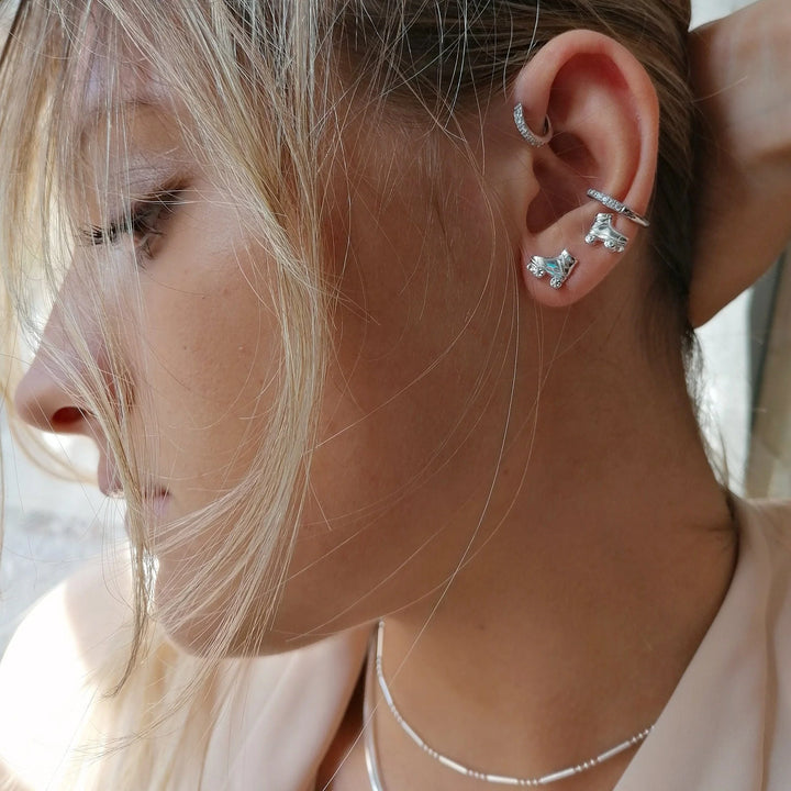 Silver Roller Skate Stud Earrings SESROSK