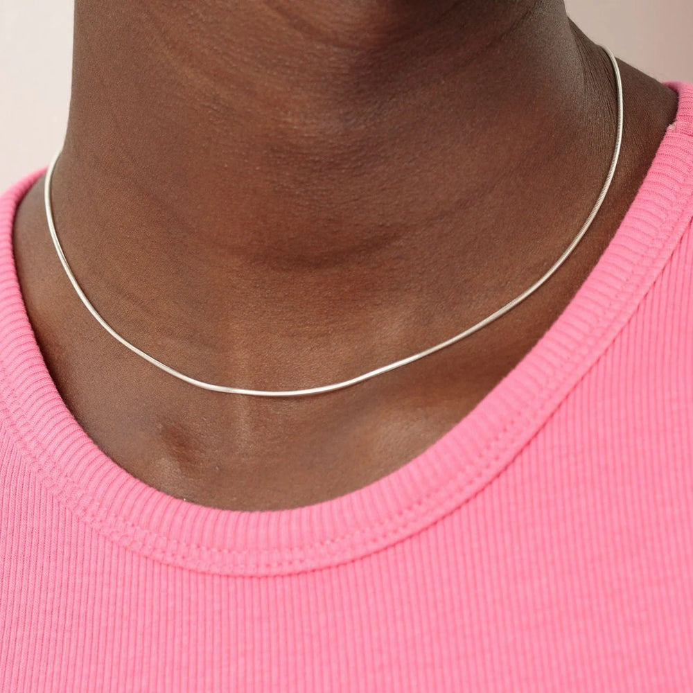 Silver Round Snake Chain Necklace CHSTS