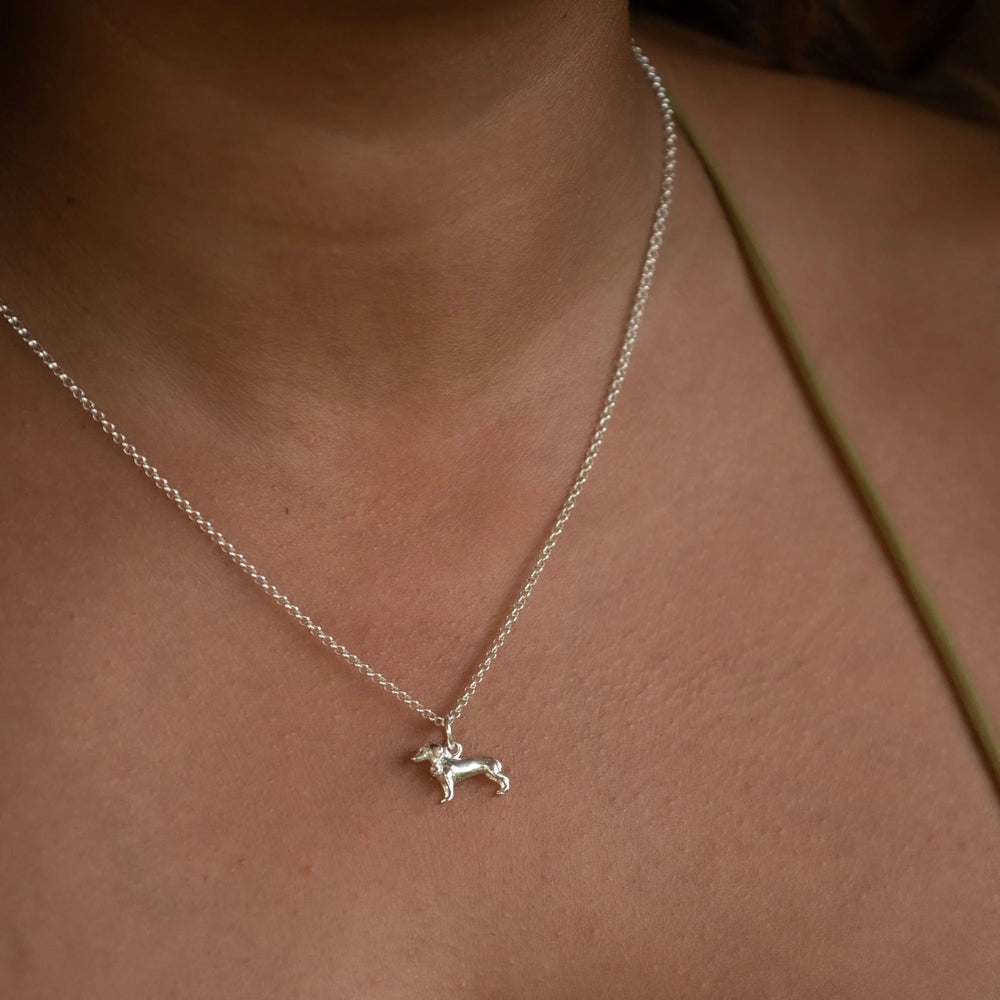 Silver Sausage Dog Necklace CNSSD-1
