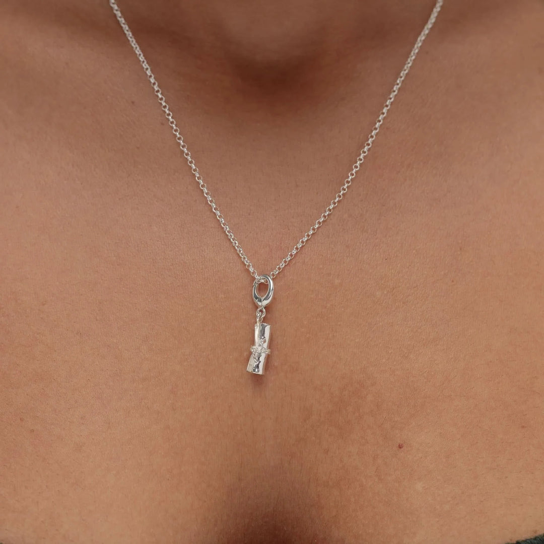 Silver Scroll Graduation Charm CSSC