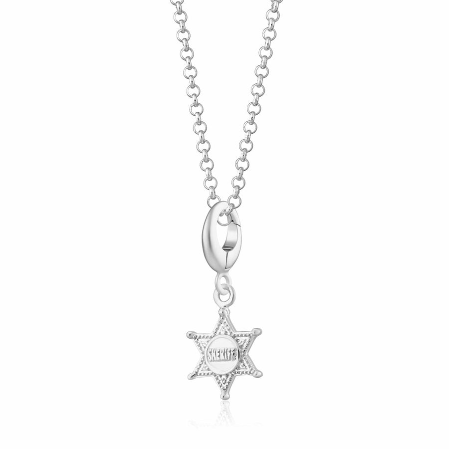 Silver Sheriff Badge Necklace CNSSBG-1
