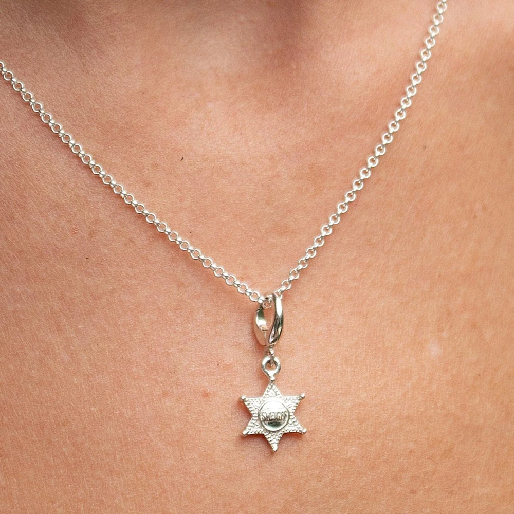 Silver Sheriff Badge Necklace CNSSBG-1