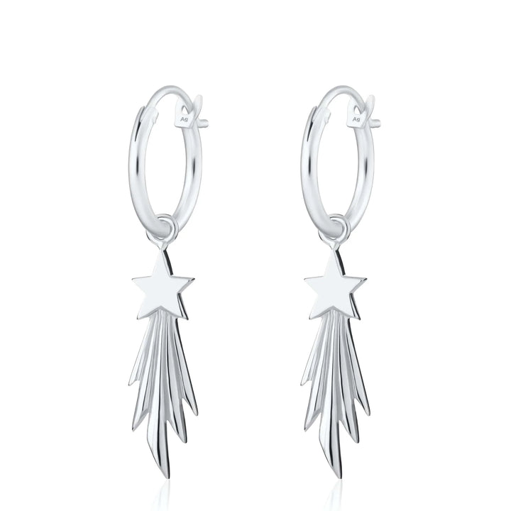 Silver Shooting Star Charm Hoop Earrings CHESSST-MINI